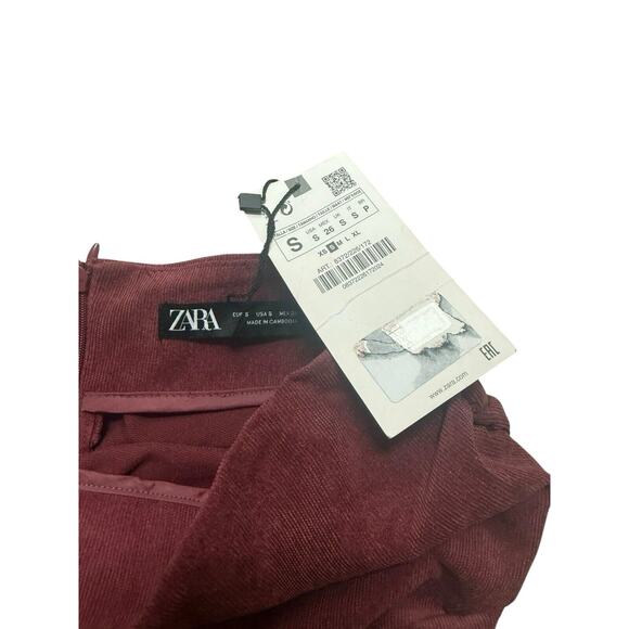 Zara Ruched Skirt NWT Small Pink Mauve Corduroy High‎ Rise Draped Mini Skirt NEW - Picture 3 of 4